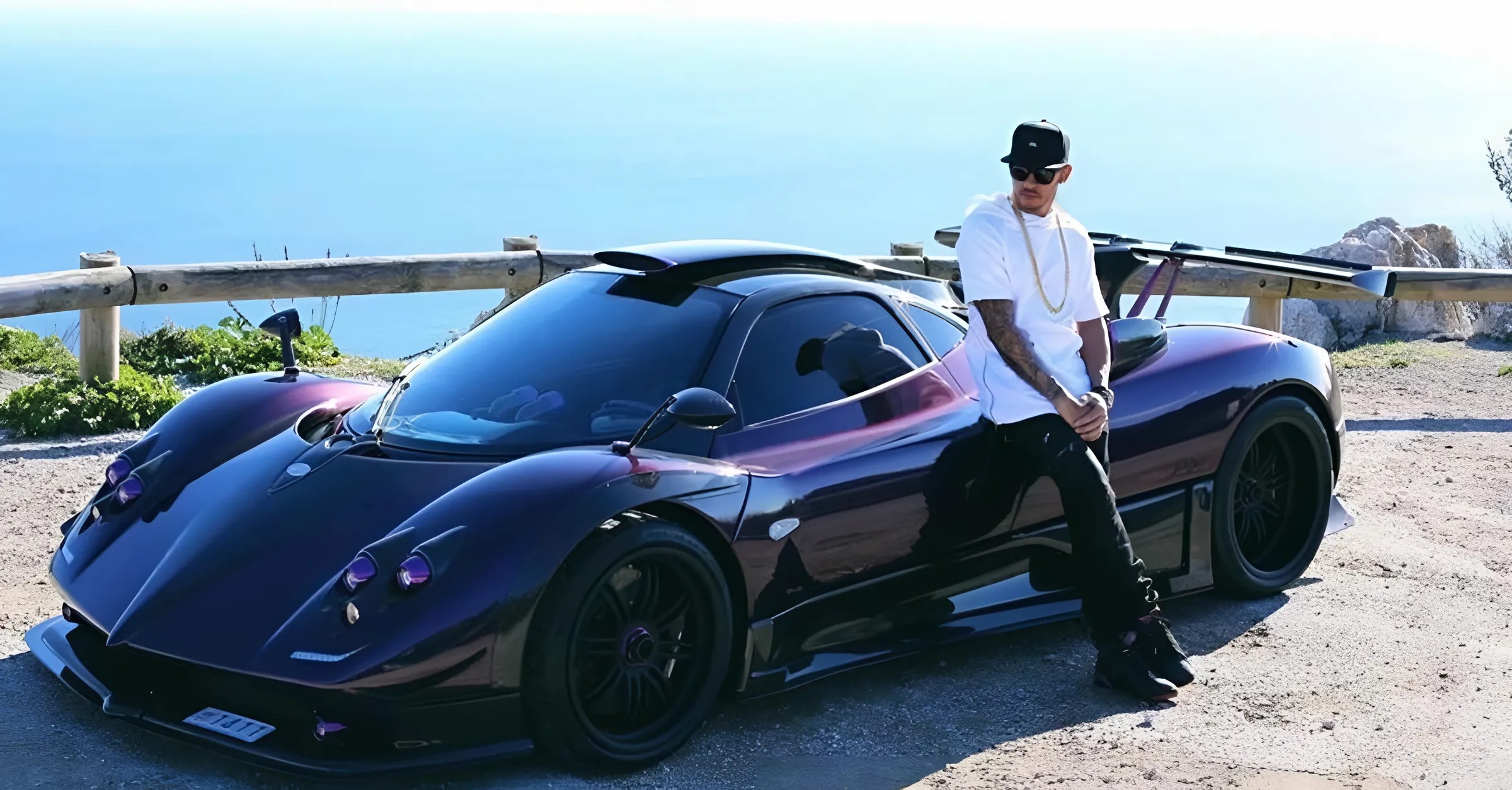 Famous athlete with Pagani Zonda and ocean view estate