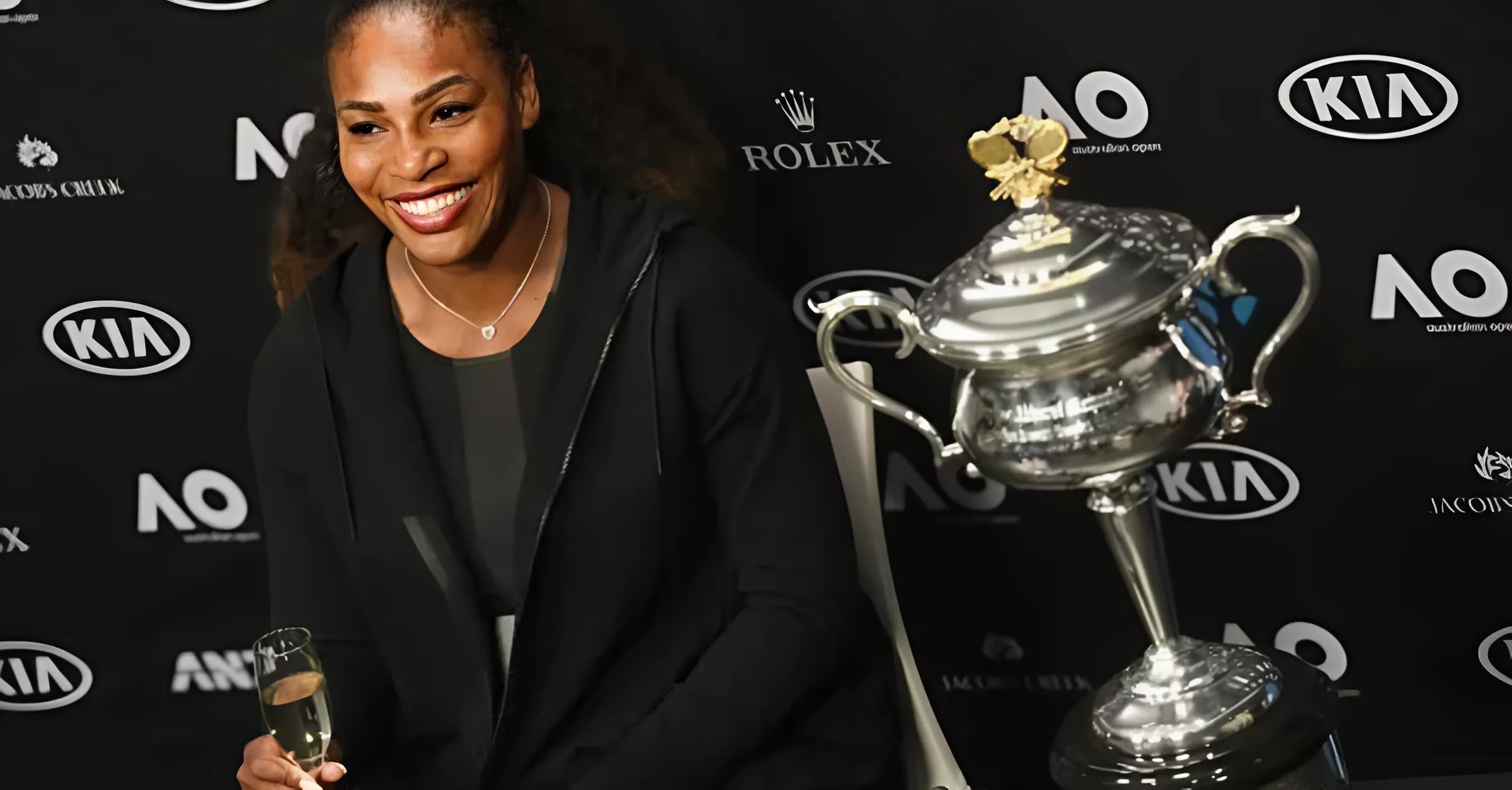 Serena Williams luxury lifestyle with Grand Slam trophy